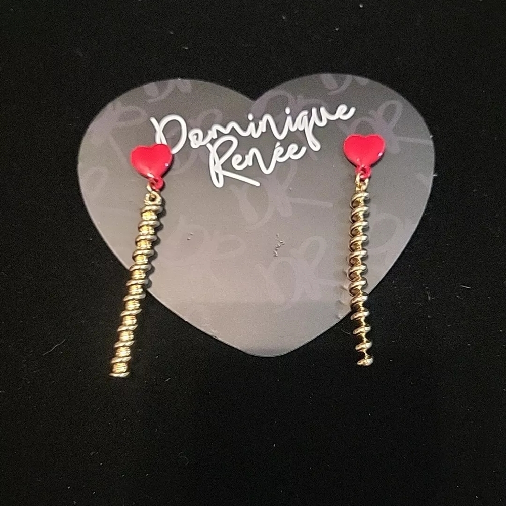 Dominique Red and Gold Spiral Earrings